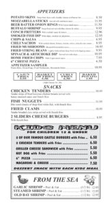 Menu - Uncle Al's Davie